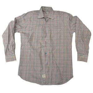 Peter Millar Mens Large Long Sleeve Cotton Tattersall Check Button Down Shirt